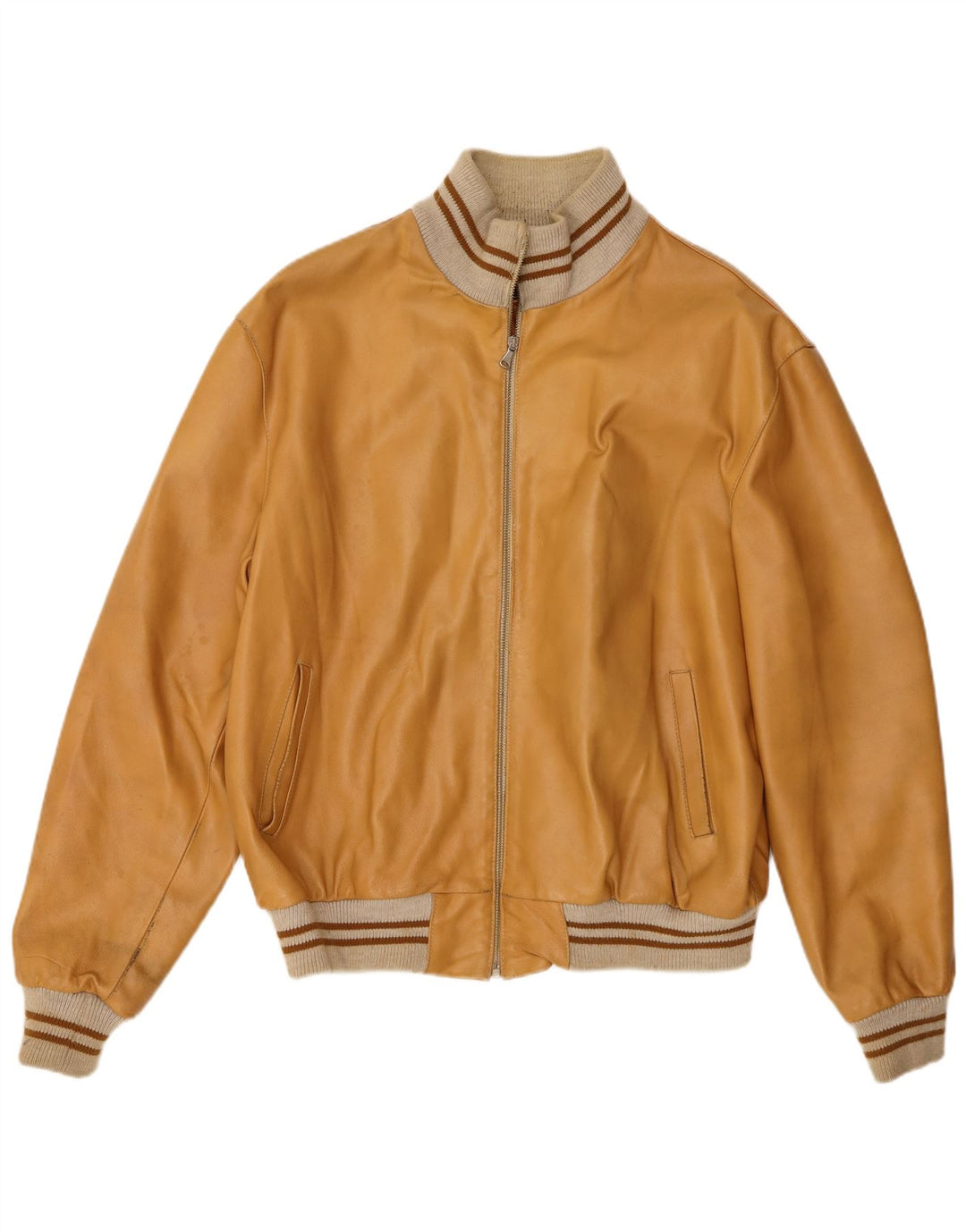 Jachetă din piele vintage pentru bărbați, UK 42 XL, bej