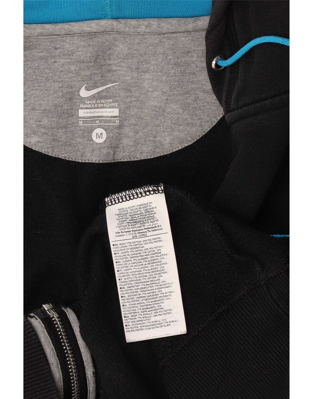 Pulover Nike pentru bărbați, cu fermoar, bumbac mediu negru