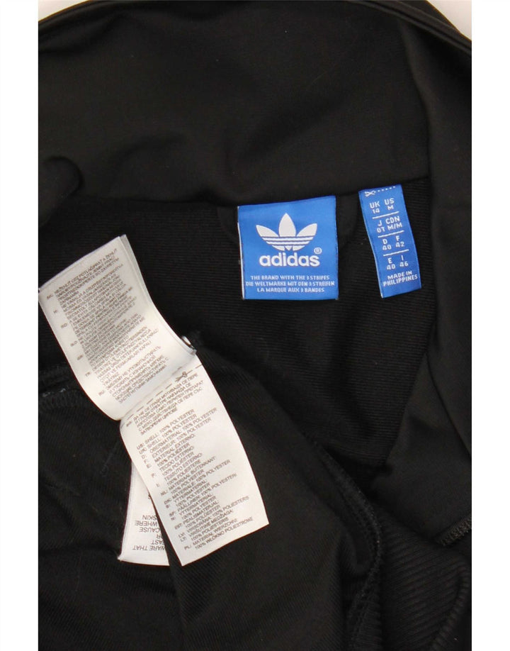 Jachetă de top pentru trening grafic Adidas pentru femei UK 14 Poliester mediu negru