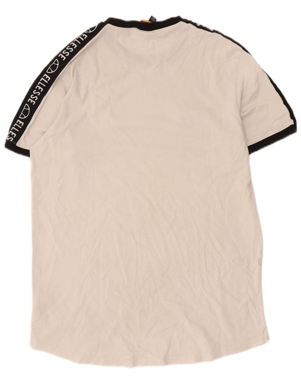 Tricou cu grafic pentru bărbați Ellesse Top mare din bumbac color bloc alb
