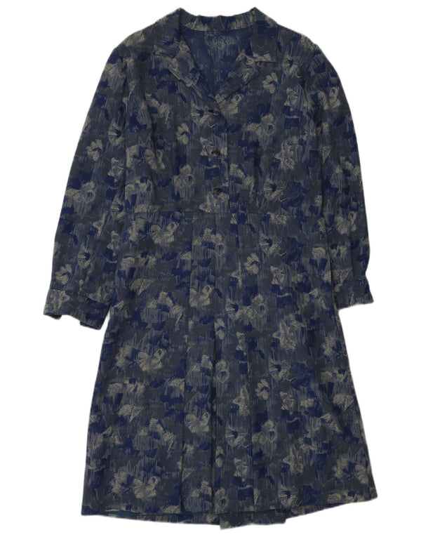 Rochie maxi cu mânecă lungă vintage pentru femei UK 6 XS Albastru Floral