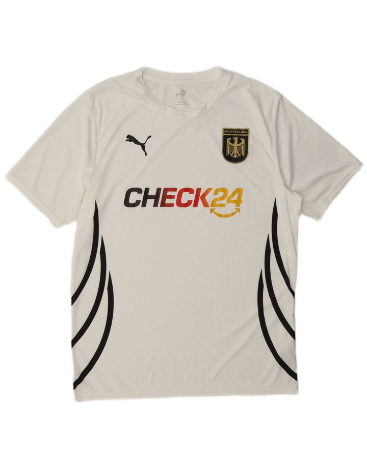 Tricou grafic Puma Deutshland pentru bărbați Top mare din poliester alb