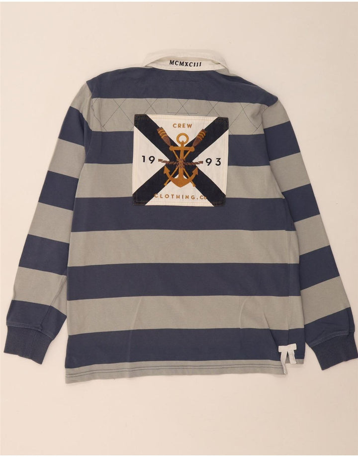 CREW CLOTHING Tricou polo rugby cu mânecă lungă, gri mare, cu dungi