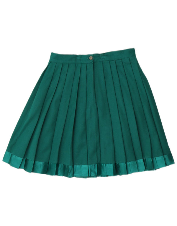 Fusta plisată cu cuțit cu talie înaltă pentru femei vintage IT 46 Large W28 Lână verde