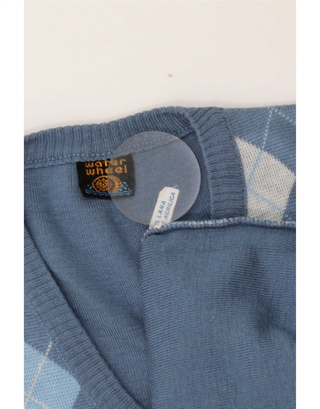 Vestă Vintage pentru bărbați Tank Top Medium Blue Argyle/Diamond Wool