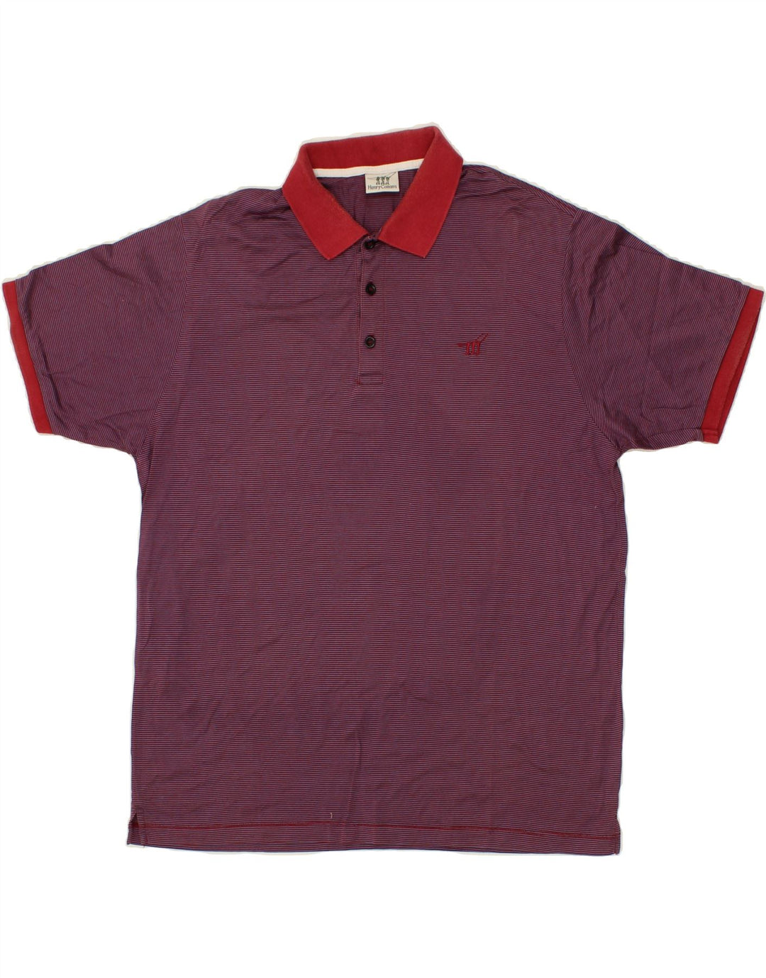 HENRY COTTONS Mens Polo Shirt 2XL Maroon Striped Vintage Henry Cottons and Second-Hand Henry Cottons from Messina Hembry 