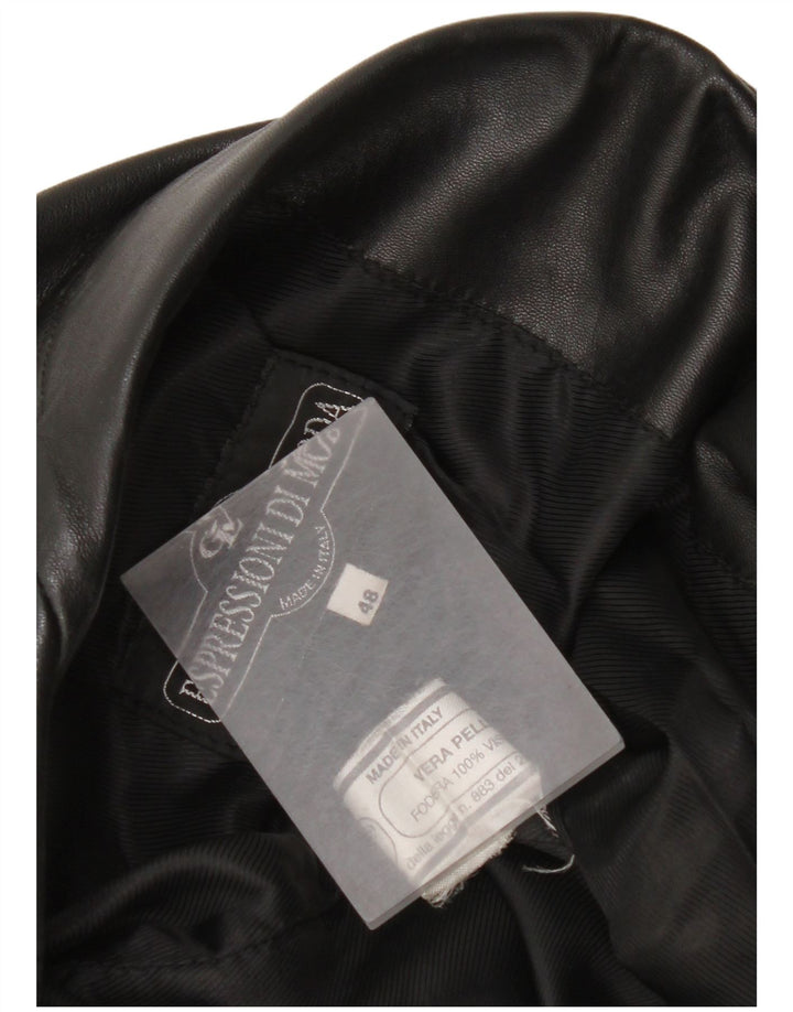 Jachetă vintage din piele cu 3 nasturi pentru femei IT 48 XL din piele neagră