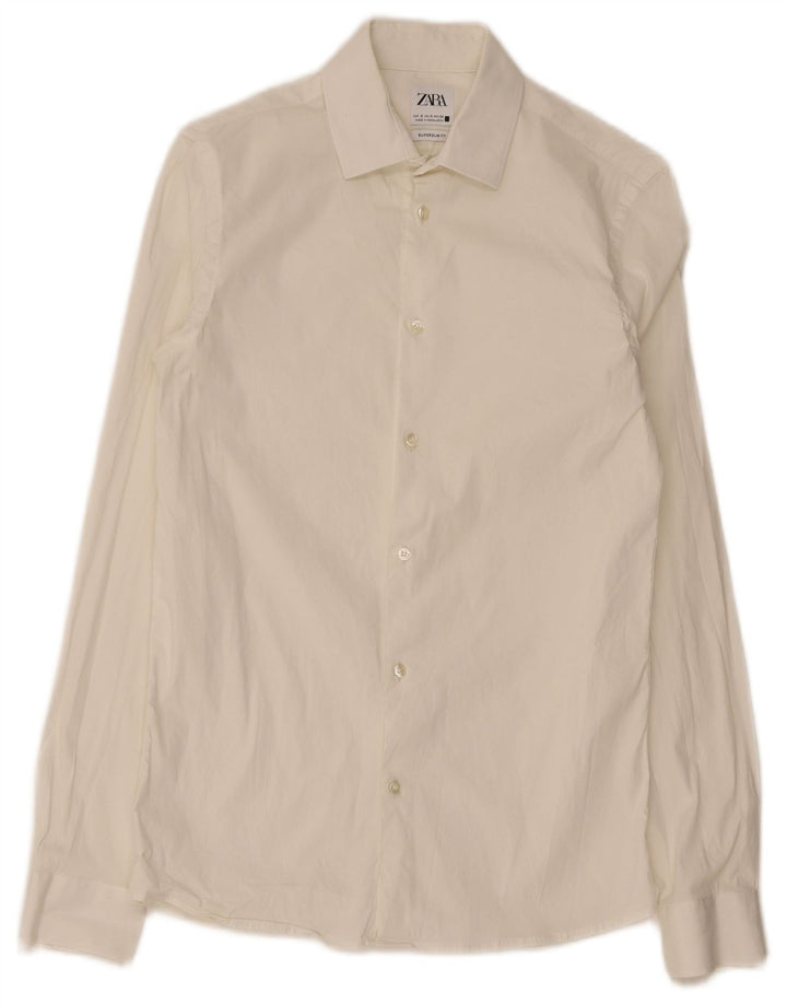 Cămașă Zara bărbați Super Slim Fit Mic Alb