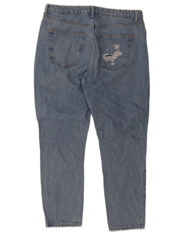 Topshop Blugi conici pentru bărbați Mom Distressed W34 L30 Bumbac albastru