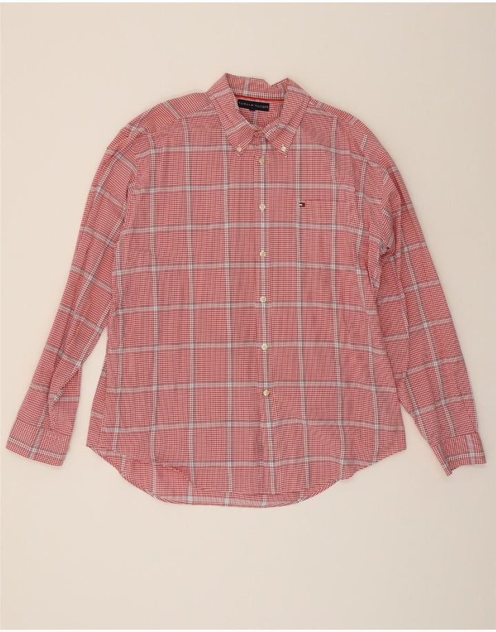 TOMMY HILFIGER Mens Shirt XL Red Check Cotton Vintage Tommy Hilfiger and Second-Hand Tommy Hilfiger from Messina Hembry 