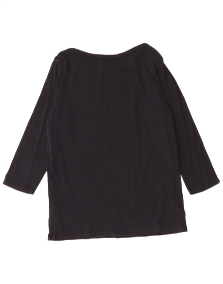 BENETTON Top pentru femei cu mâneci 3/4 UK 14, mare, negru, bumbac
