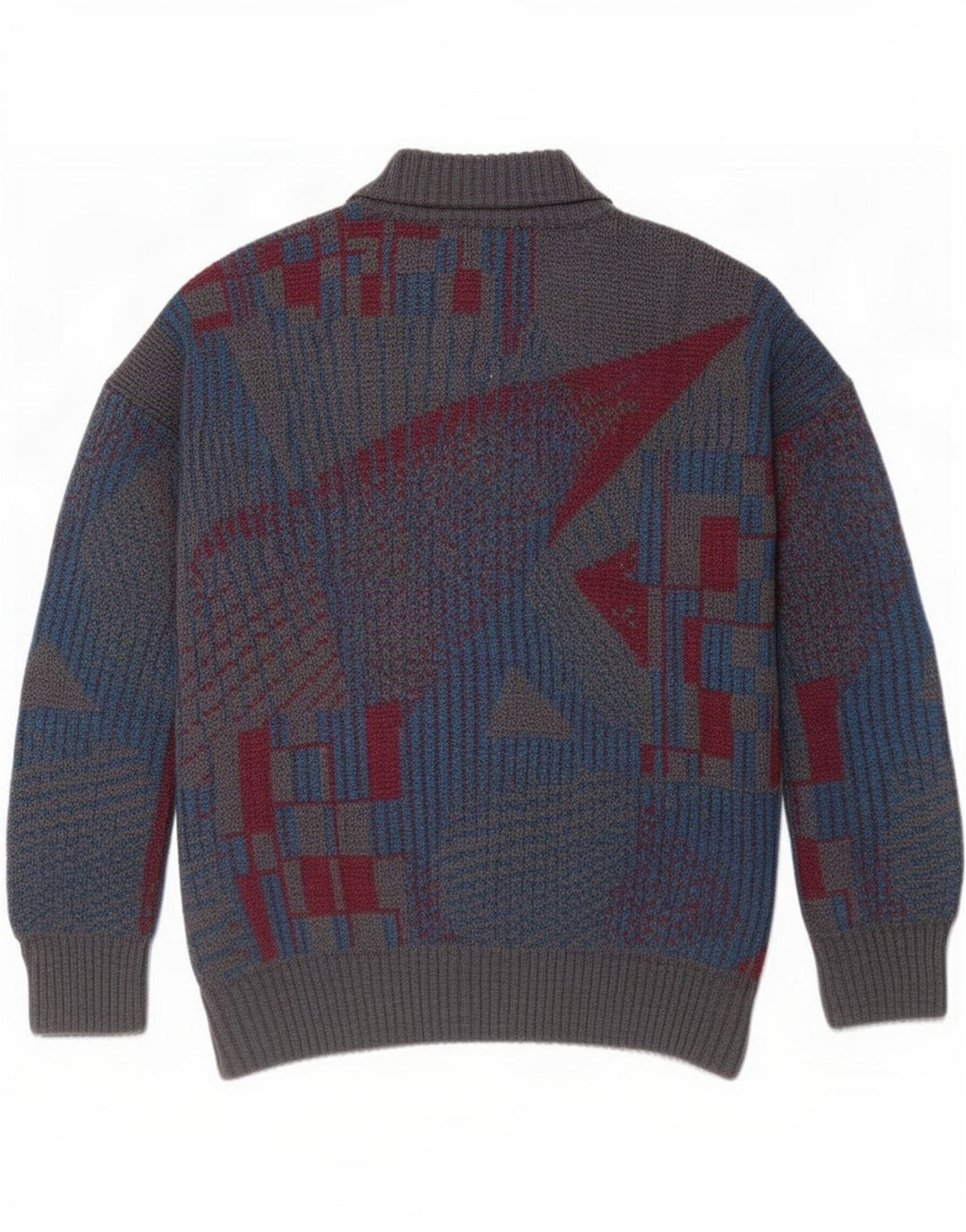 Pulover Cardigan Vintage pentru bărbați IT 54 XL Lână geometrică gri