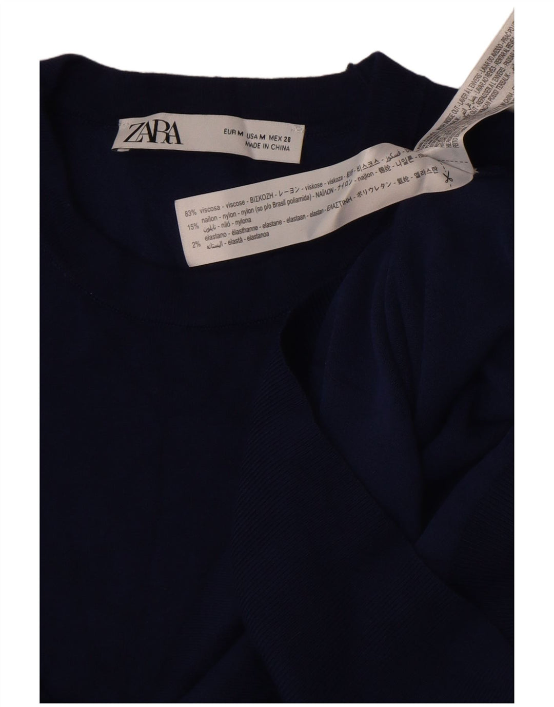 Zara Femei Vest Tank Top UK 12 Medium Bleumarin Viscoza