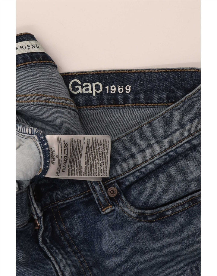 Blugi subțiri Gap Girlfriend Distressed W28 L26 Bumbac albastru