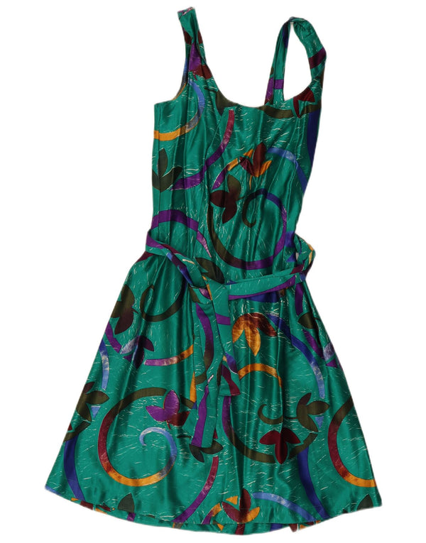 Vintage Womens Sleeveless A-Line Dress UK 10 Small Green