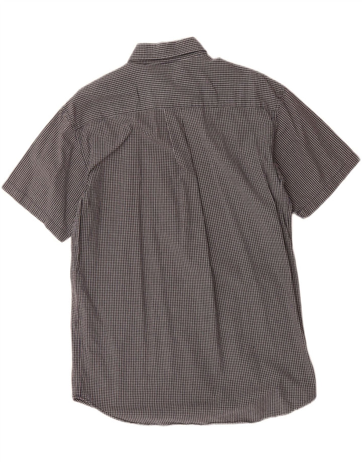 DOCKERS Mens Short Sleeve Shirt Medium Navy Blue Check Vintage Dockers and Second-Hand Dockers from Messina Hembry 