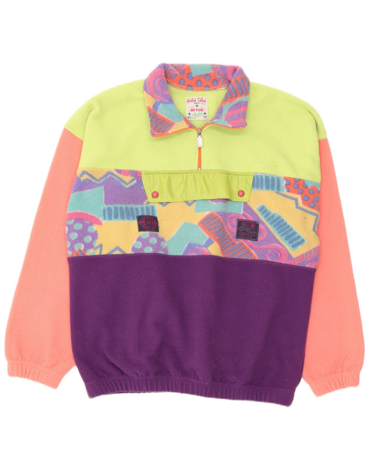 Pulover pentru bărbați Benetton, cu fermoar și gât, XL, poliester geometric multicolor