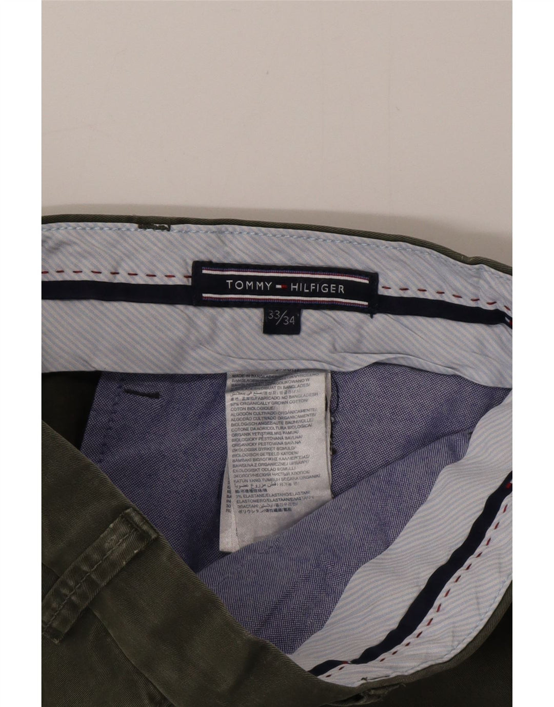Pantaloni chino slim pentru bărbați TOMMY HILFIGER L33 L34 kaki
