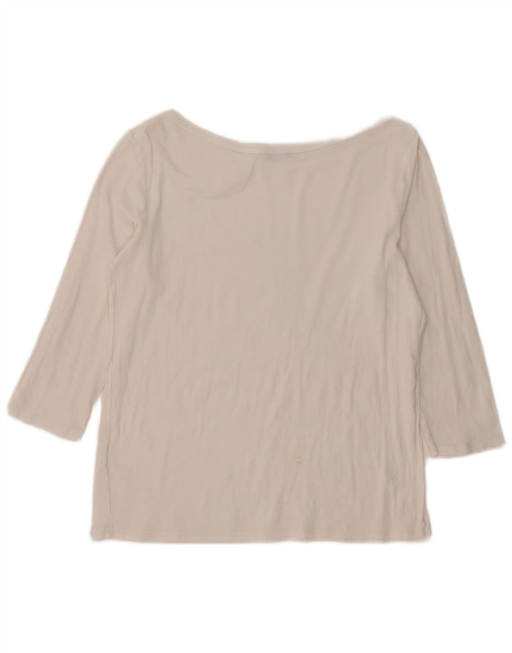 Benetton Top pentru femei cu mâneci 3/4 UK 14, mare, alb, bumbac