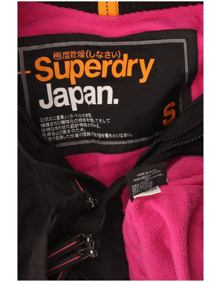 Jachetă Windbreaker cu glugă Superdry pentru femei UK 10 Small Black Nylon