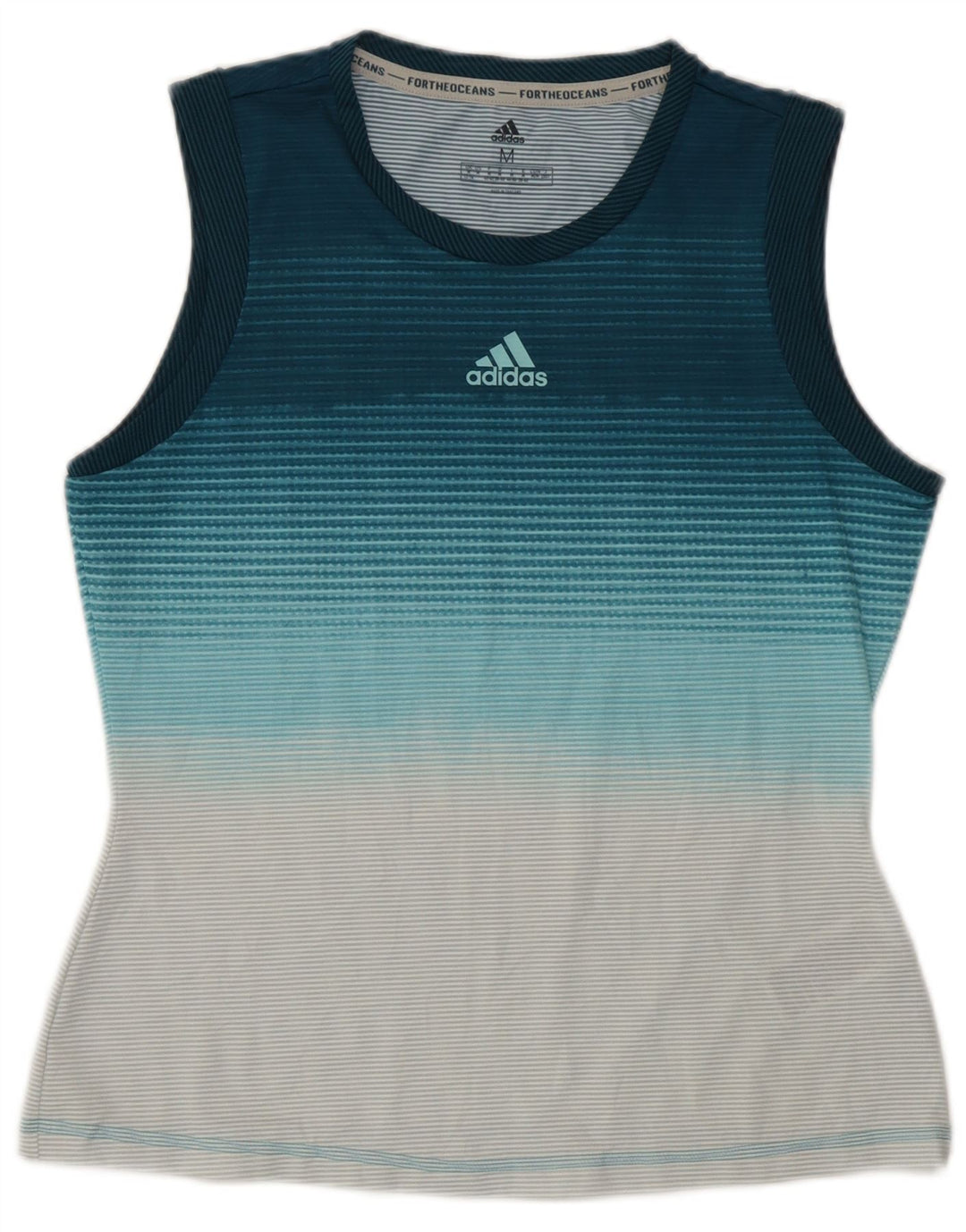 Vest Vest Top Femei Adidas UK 12/14 Medium Blue Striped Poliester
