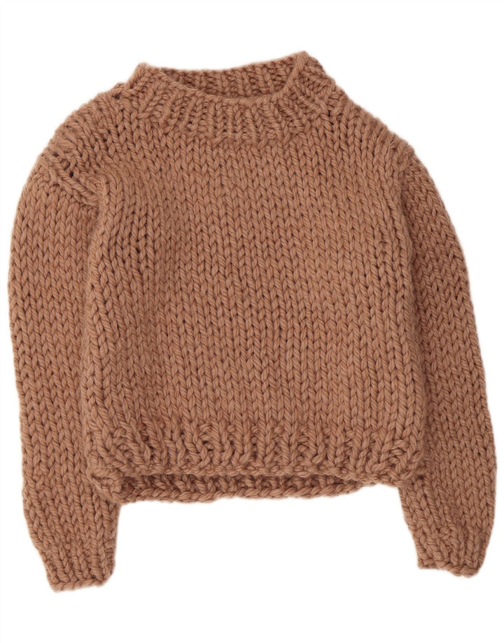 Pulover vintage cu gât țestoasă pentru femei UK 14 Bej mediu