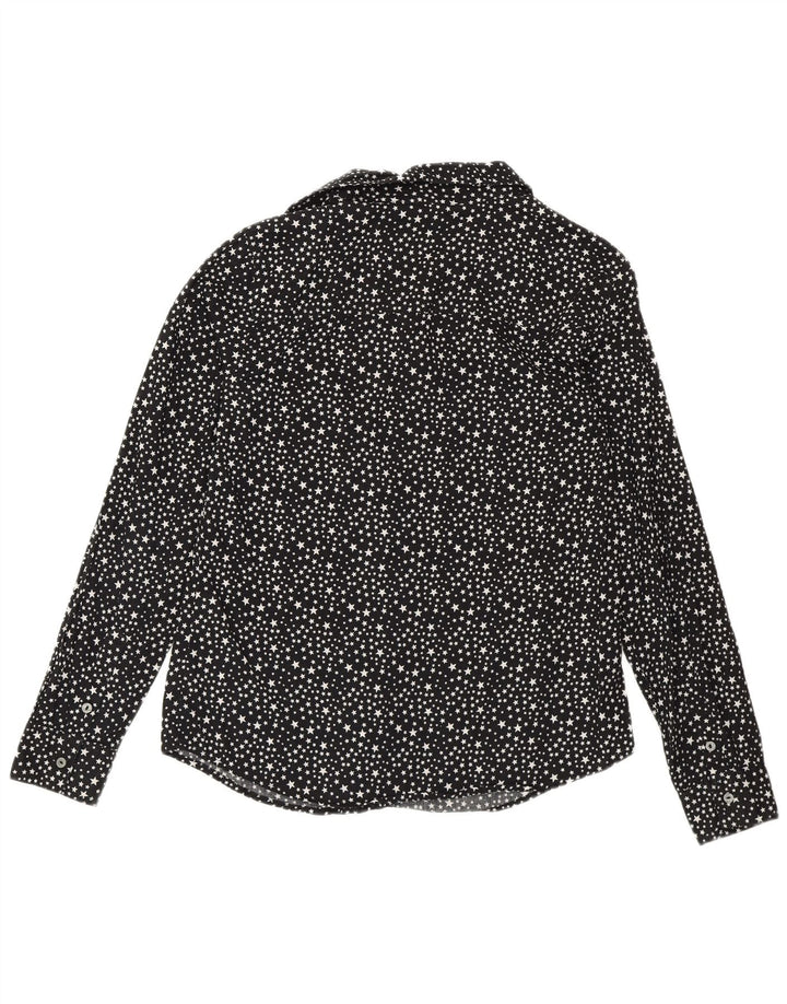 Cămașă Benetton pentru femei, cu model abstract, în formă largi, UK 10, bumbac negru mic