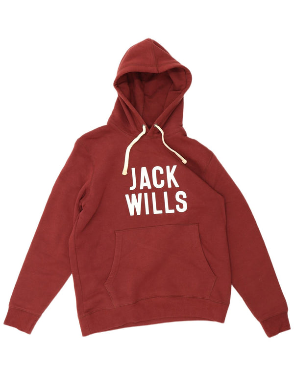 Pulover Jack Wills pentru bărbați cu capota cu grafică, bumbac mediu burgundy
