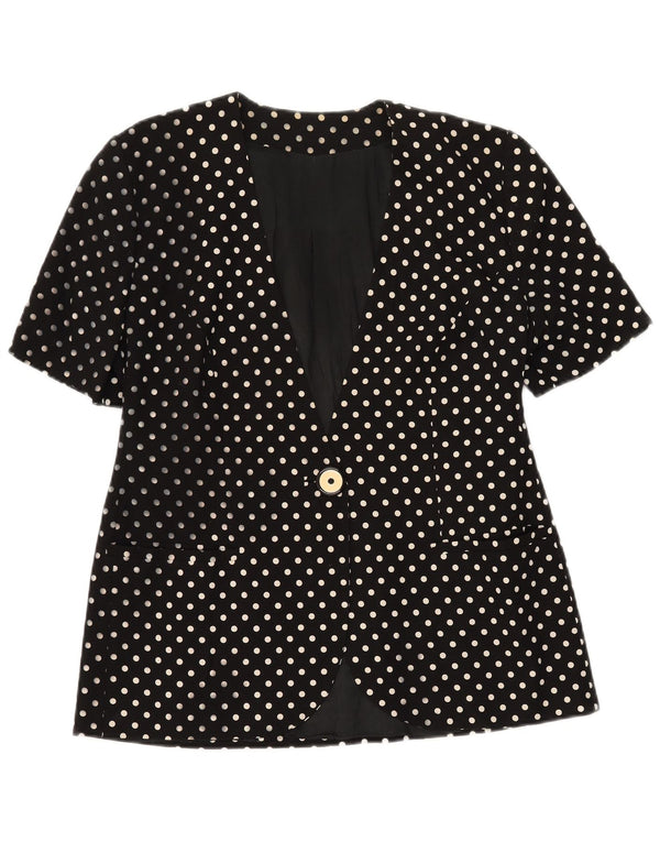 VINTAGE Jachetă cu mânecă scurtă pentru femei UK 12 Medium Black Polka Dot