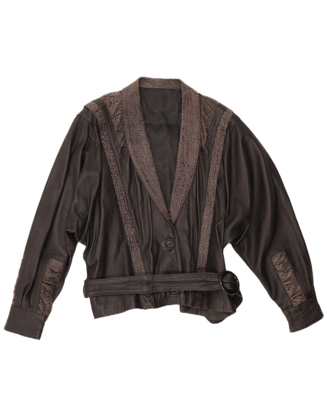 Jachetă de piele pentru femei VINTAGE IT 48 XL din piele geometrică neagră