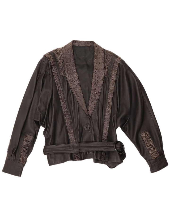 Jachetă de piele pentru femei VINTAGE IT 48 XL din piele geometrică neagră