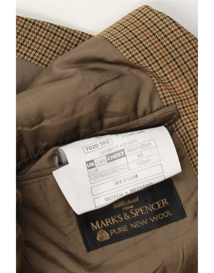 Jachetă pentru bărbați Marks & Spencer, cu 2 nasturi, UK 40 Medium Bej Houndstooth