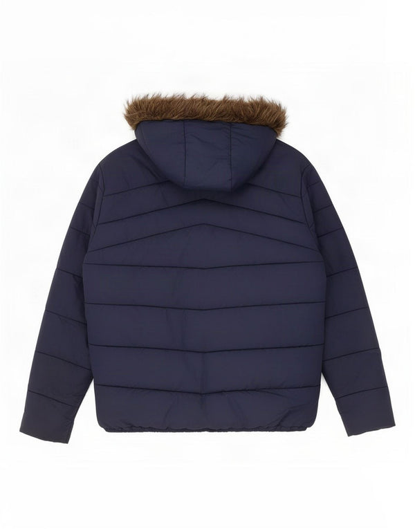 Jack & Jones Jachetă căptușită cu glugă pentru bărbați UK 40 mare, poliester bleumarin