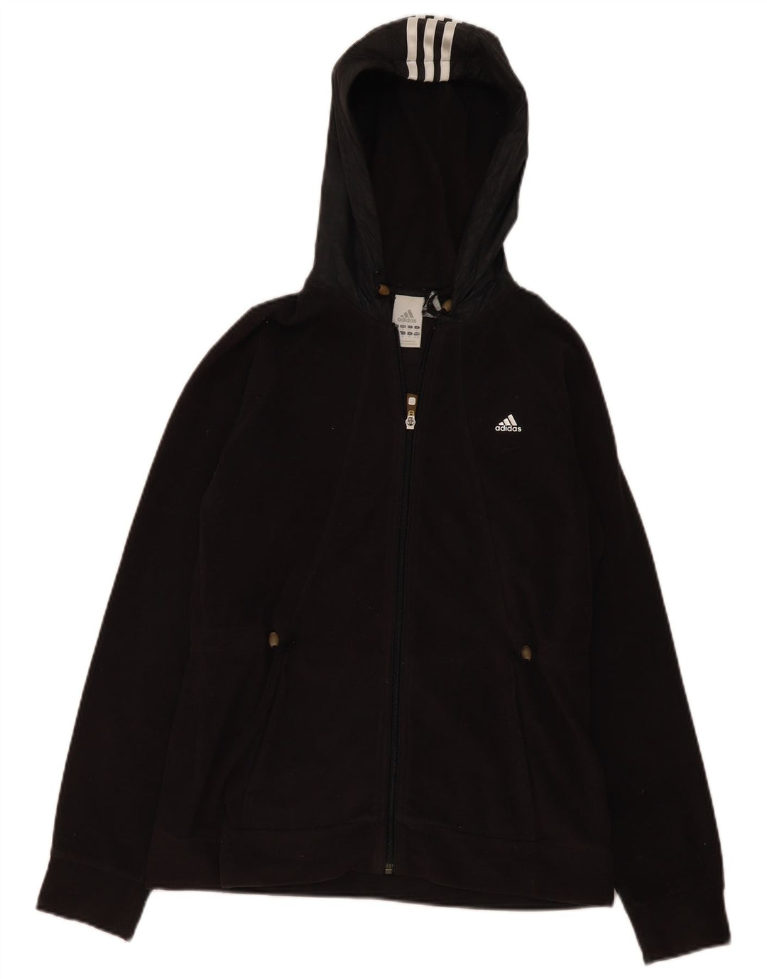 Jachetă fleece cu glugă Adidas pentru femei UK 14 Poliester mediu negru