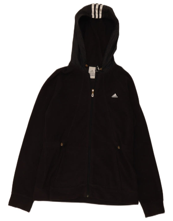 Jachetă fleece cu glugă Adidas pentru femei UK 14 Poliester mediu negru