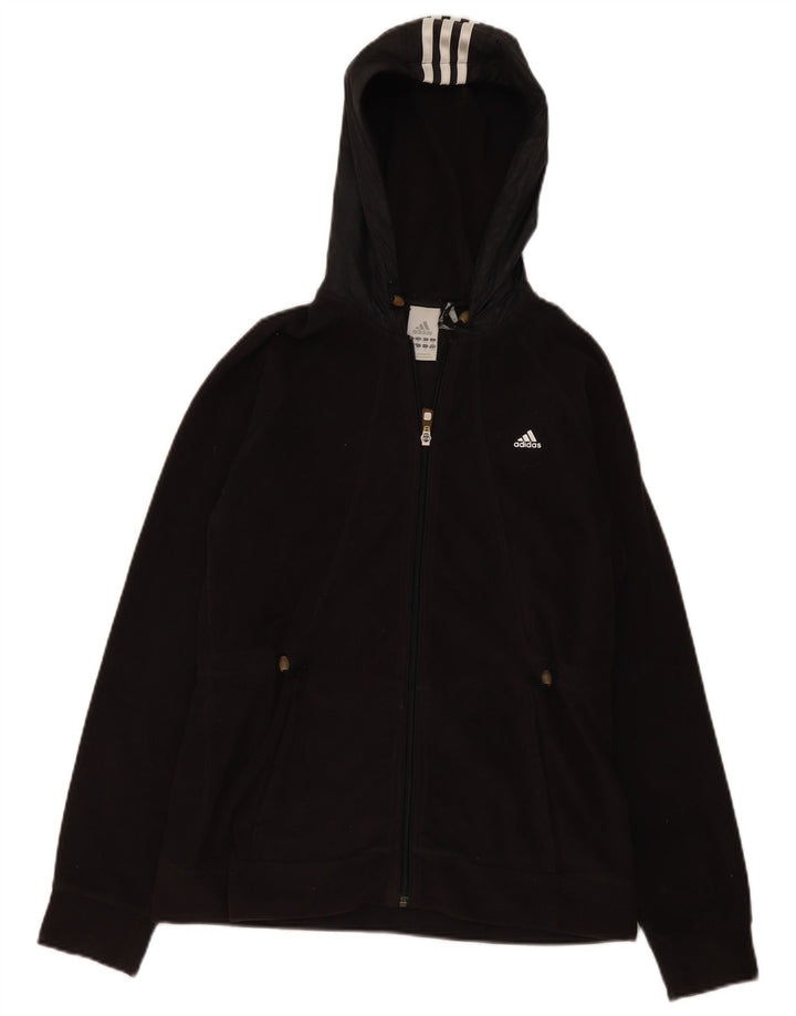 Jachetă fleece cu glugă Adidas pentru femei UK 14 Poliester mediu negru
