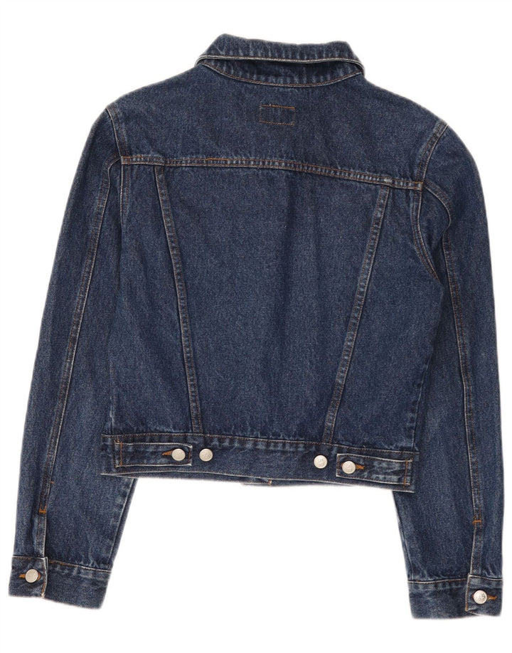 Jachetă de denim crop vintage pentru femei UK 14, bumbac albastru mediu