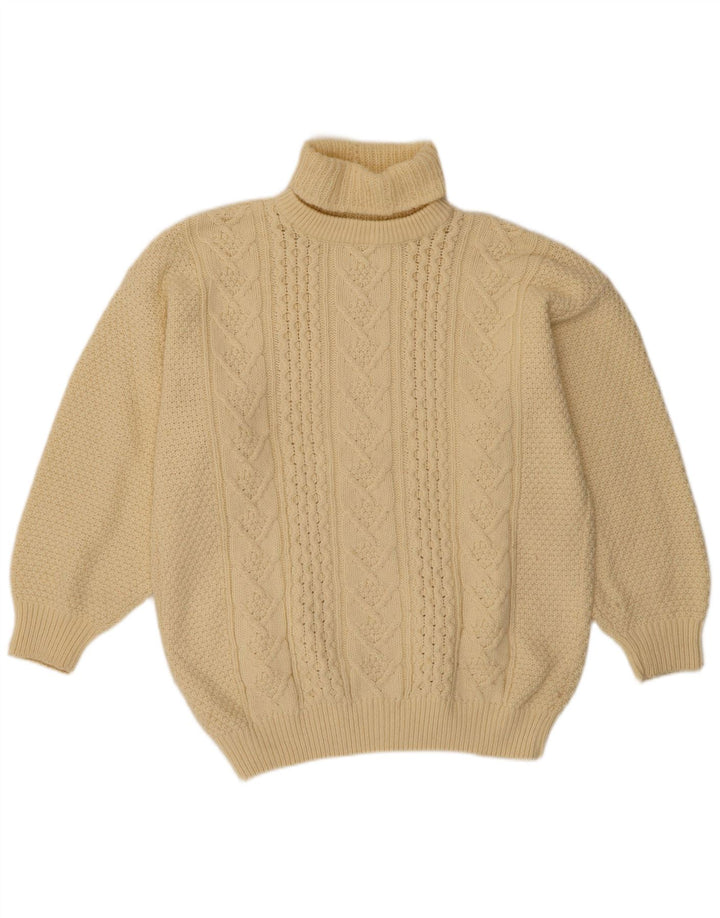 VINTAGE Pulover cu gât rulat pentru femei UK 18 XL din lână albă