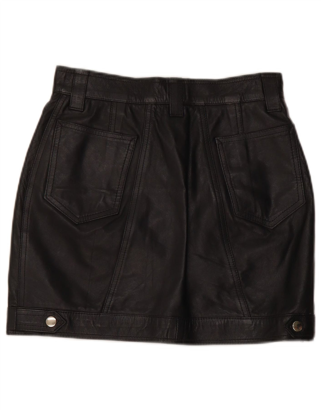 Mini fustă de piele VINTAGE pentru femei cu talie înaltă IT 42 Medium W26 Negru