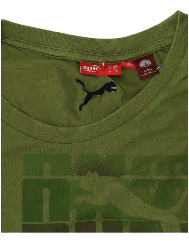 Tricou cu mânecă lungă Puma pentru bărbați, bumbac verde XL