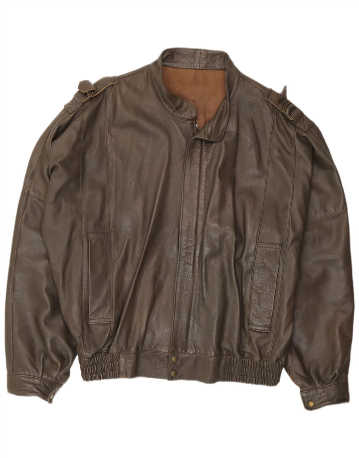 Jachetă din piele vintage pentru bărbați IT 52 XL din piele maro