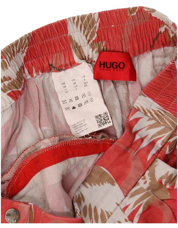 Hugo Boss Pantaloni casual cu model abstract pentru femei UK 8 Small W26 L30 Red