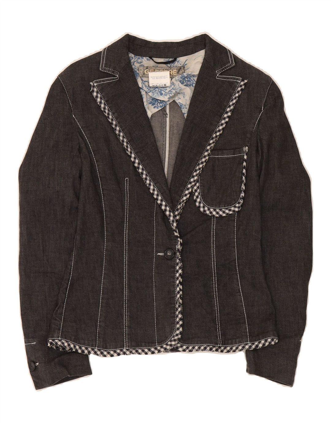 GF FERRE Womens 1 Button Blazer Jacket IT 42 Medium Grey Cotton Vintage GF Ferre and Second-Hand GF Ferre from Messina Hembry 