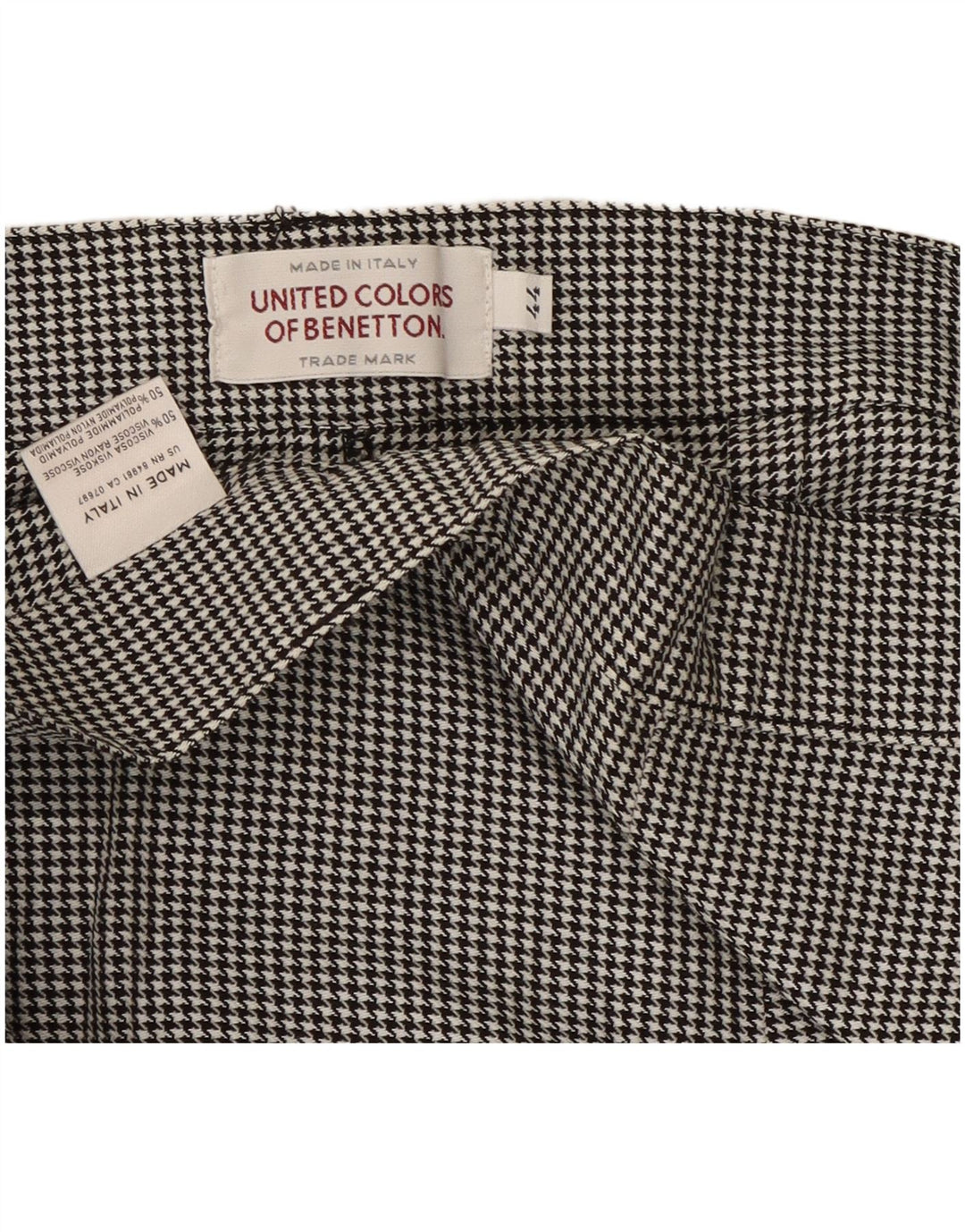 Pantaloni casual Benetton pentru femei IT 44 Medium W28 L30 Black Houndstooth