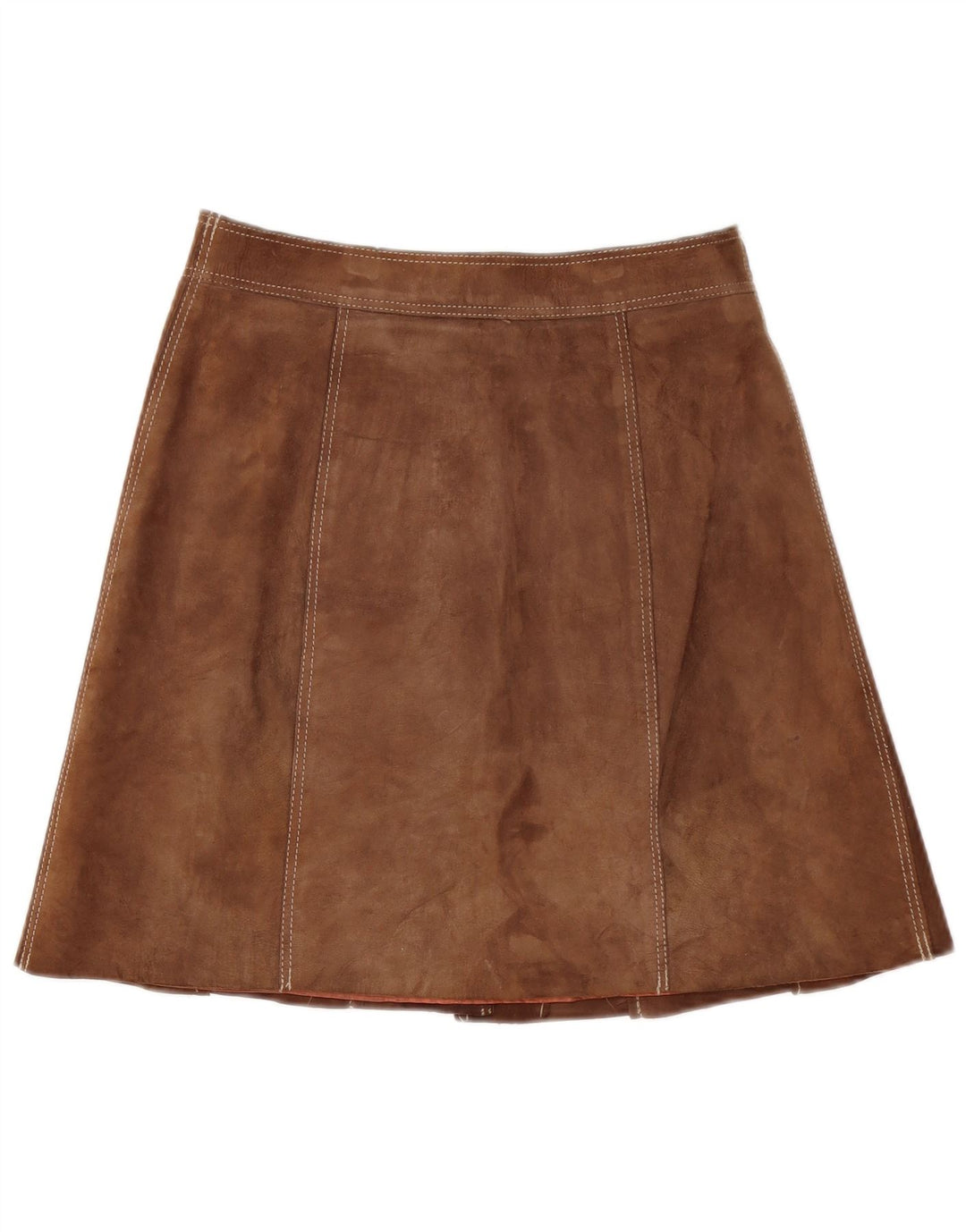 Fusta dama vintage din piele intoarsa EU 40 Medium W30 piele maro