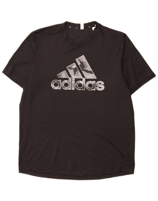 Tricou cu grafic Aeroready Adidas pentru bărbați Top mare din poliester negru