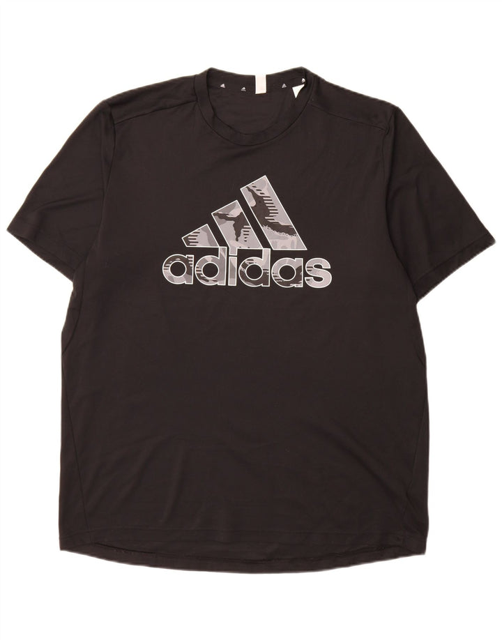 Tricou cu grafic Aeroready Adidas pentru bărbați Top mare din poliester negru