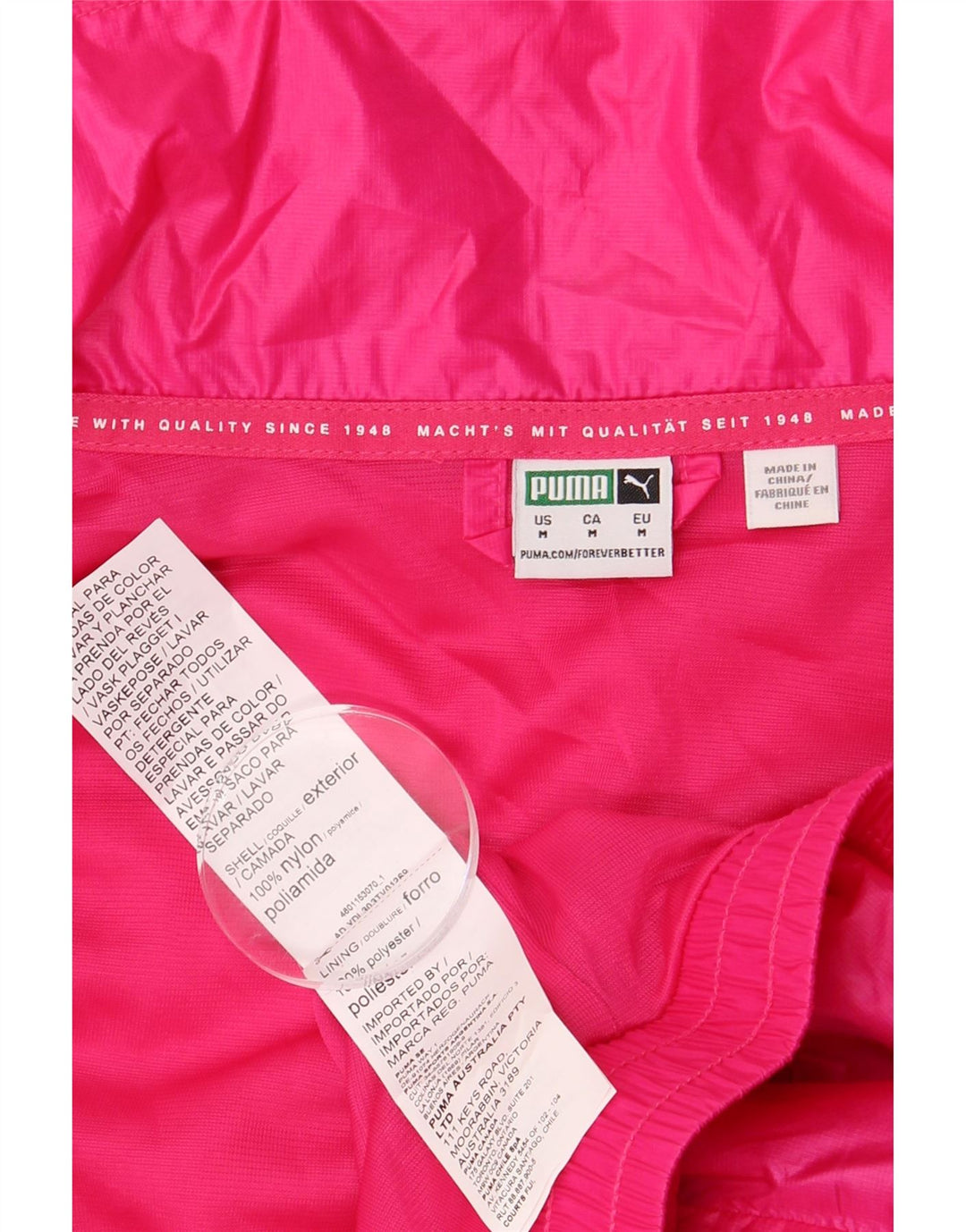 Jachetă de trening supradimensionată pentru femei PUMA UK 14, nailon roz mediu