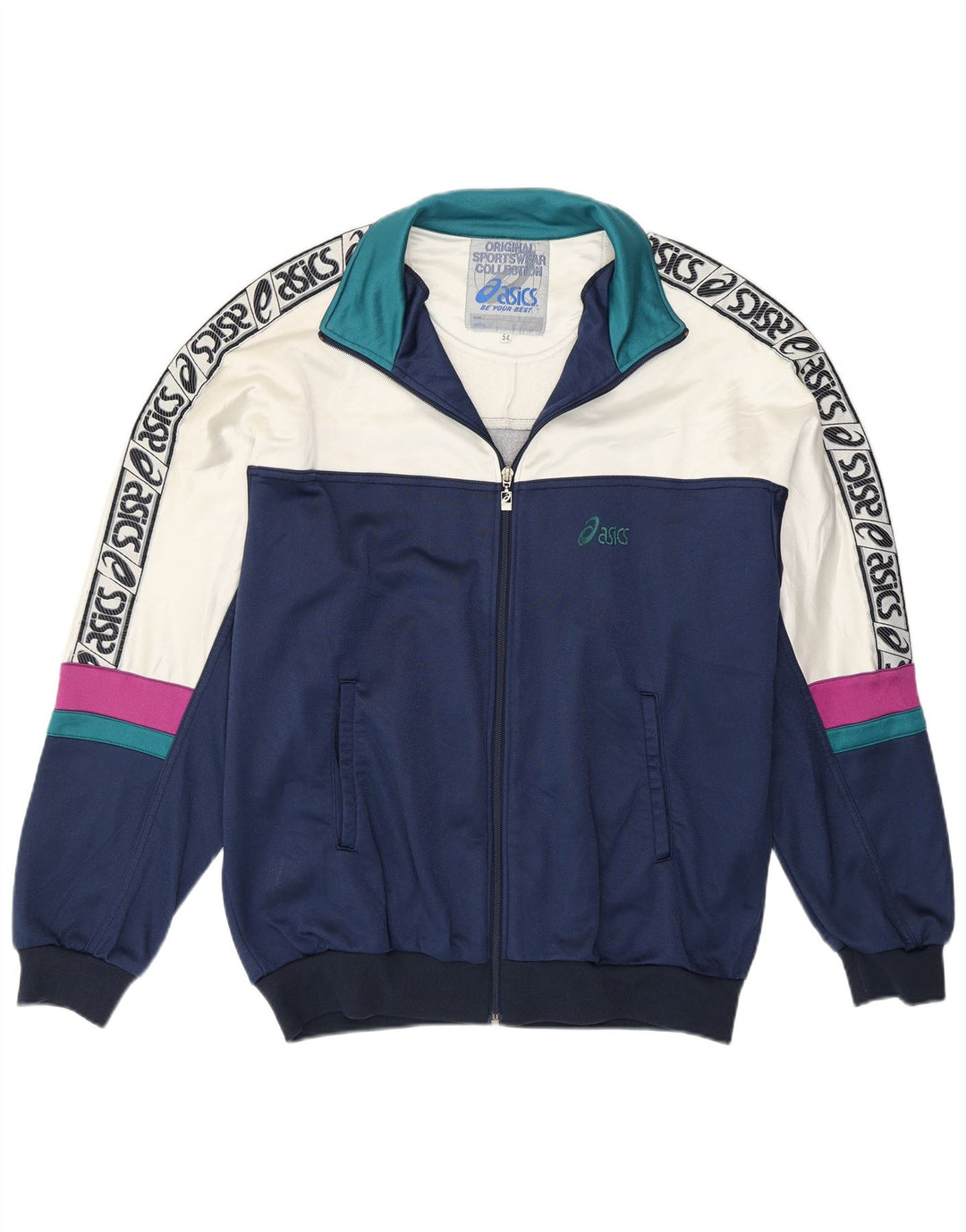 Jachetă de top pentru trening grafic ASICS pentru bărbați IT 54 XL, albastru bleumarin, color block