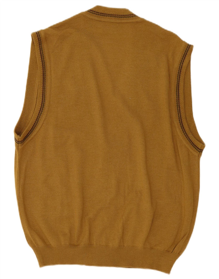 Cardigan Vintage fără mâneci pentru bărbați, lână medie kaki